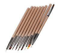 Abaodam 9pcs Nail Art Liner Pens Manicure Brush Set for Nail Design with Fiber and Aluminum Materials Portable Easy to Store and Personal Home Use