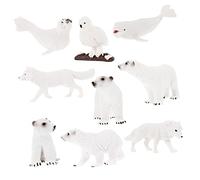 Abaodam 9Pcs Polar Animal Figurines Plastic Arctic Animal Decorations Educational for Birthday Cake Toppers Home Lovely Ornaments