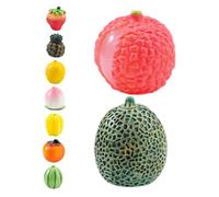 Abaodam 9Pcs Realistic Imitation Fruit Models for Dollhouse Decoration Playtime Tabletop Display Includes Lychee Strawberry Lemon Watermelon Cantaloupe