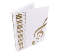 Abaodam A4 Sheet Music Folder Binder for 40 Pages, Multi-Function Music Score Document Organizer, Elegant White and Gold File Folder for Musicians and Office Use