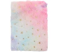 Abaodam A5 Fluffy Notebook for Girls Kids, Cute Plush Journal with Lined Paper, Fuzzy Star Gradient Diary for School Writing, Soft Kawaii Notepad Stationery Presents for Women Student