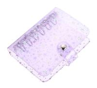 Abaodam A7 Purple Star Snap Button Journal Binder Cover, Glitter Loose-Leaf Planner Protector Shell, Six-Ring Scrapbook Personal Notepad Cover for Office and School Use