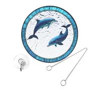 Abaodam Acrylic Dolphin Suncatcher Hanging Ornament, Stained Glass Window Pendant for Patio Garden Wall Decor, Colorful Outdoor Decorative Dolphin Sculpture