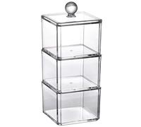 Abaodam Acrylic Makeup Storage Box with Lid, Transparent Organizer for Cotton Swabs and Cotton Pads, Vanity Tabletop Storage, Stackable and Easy to Refill