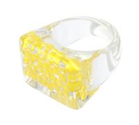 Abaodam Adjustable Acrylic Rings Chunky Resin Rings with Beaded Inlay for Women and Men Selfie Props and Costume Accessories