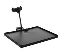 Abaodam Adjustable Black Microphone Stand Tray with Sound Card Holder and Mic Storage Rack for Live Streaming and Broadcasting, Clamp-on Movable Mic Sound Tray Compatible with Studio Recording