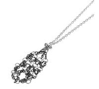 Abaodam Adjustable Crystal Holder Necklace Cage Chain with Black Metal Net Pendant Natural Raw Crystal Stone Pendant Necklace for Women Accessory