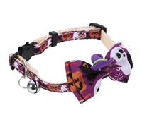 Abaodam Adjustable Halloween Dog Collar for Pet Dogs and Long-haired Cats with Polyester Material and Bell, Cute Party Accessory for Daily Life and Pet Birthday Parties, 18-32cm Neck