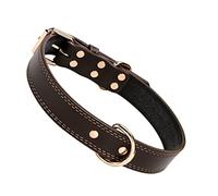 Abaodam Adjustable Leather Pet Collar with D Ring Rivet Decor Creative Bell Design for Large Dogs Coffee Xs Comfortable for All Day Wear Unique Accessory for Your Furry Friend