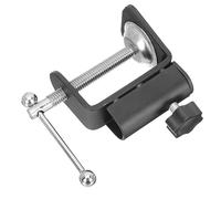 Abaodam Adjustable Microphone Holder Stand with Heavy-duty Clip Base, Alloy and Abs Material Table Mic Clamp for Tabletop Applications and Public Events, Sturdy Black Microphone Stand