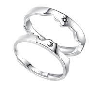 Abaodam Adjustable Open Band Couples Ring Sun and Moon Engraved Bands for Him and Her Unique Lovers Jewelry to Show Intimate Connection and Elegant Style