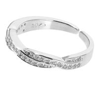 Abaodam Adjustable Open Band Zirconia Ring for Women, White Gold Plated Twisted Pattern Ring with Micro Pave Stones, Fashionable Statement Jewelry for Friends and Daily Wear