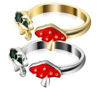 Abaodam Adjustable Open Frog Ring Set 2 Pieces Platinum Gold Tone Women’s Finger Rings Stacking Jewelry Birthday