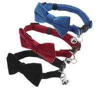 Abaodam Adjustable Pet Collars with Metal Bell 3pcs Plush Material with Bow Tie and Bell Breakaway Safety Feature for Cats and Dogs Suitable for Travel and Indoor Use