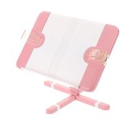 Abaodam Adjustable Pink Book Stand Desktop Music Scores Holder with Stable Foldable Design and Page Clips for Sheet Music Textbooks Recipe Books and Tablets