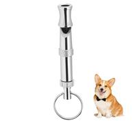 Abaodam Adjustable Pitch Dog Whistle Trainer Portable Metal Ultrasonic Pet Sound Trainer with Key Ring Loop Silver Nickel Plated Brass for Dog Training