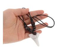 Abaodam Adjustable Shark Tooth Necklace with Wooden Beads Handmade Bohemian Surfer Jewelry for Men and Women Retro Beach Style Accessory Highlighting Adventurous Spirit
