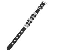 Abaodam Adjustable Small Dog Pearl Collar with Black PU Leather and Crystal Rhinestones, Beaded Necklace for Puppies and Cats, Elegant Pet Accessory for Parties and Birthdays