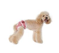 Abaodam Adjustable Stripe Pattern Pet Menstruation Pants for Female Dogs Comfortable Sanitary Diapers for Pet Safety Red Absorbent Design to Protect Carpets and Home Furnishings