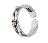 Abaodam Adjustable Sun Open Ring for Men and Women Tarnish-resistant Copper Punk Statement Band Unisex Stackable Open Ring for Daily Wear Flexible Fit Metal Fashion Jewelry