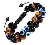 Abaodam Adjustable Tiger Eye Stone Bead Bracelet with Polyester Thread Lightweight Agate Beaded Wrist Chain Sturdy and Not Easy to Break for Women and Men for Yoga and Meditation
