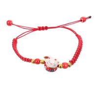 Abaodam Adjustable Woven Cat Bracelet for Women Handcrafted Red Rope Jewelry with Lucky Maneki Neko Charm Symbolizing Prosperity and Fortune Versatile Fashion Accessory for All Ages