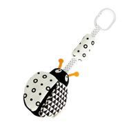 Abaodam Adorable Black and White Ladybug Crib Doll Pendant with Wind Chime Sound for Stroller Interactive Rattle for Visual Stimulation and Grasping Skill Development in Newborns