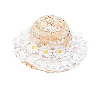 Abaodam Adorable Pet Sun Protection Hat with Lace and Yellow Flower Lightweight Cap for Dogs Cats for Parties Photoshoots Everyday Use