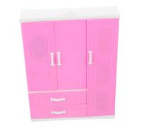 Abaodam Adorable Princess Themed Storage Cabinet for Dolls with Hangers Versatile Miniature Bedroom Furniture for Creative Play and Tiny Accessories Organization