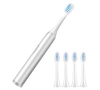 Abaodam Adult Waterproof Electric Toothbrush with Soft Bristles, Battery-Powered Non-Rechargeable Sonic Tooth Brush Set with 5 Replacement Heads for Daily Oral Care