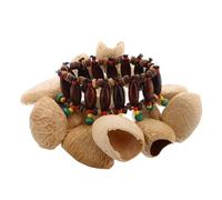 Abaodam African Coconut Shell Bracelet Handbell Musical Instrument, Natural Percussion Wristband with Black Nut Shells, Sound Effect Shaker for Drum and Music Accessories