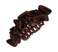 Abaodam African Nut Shell Bracelet with Hand Bell Percussion Musical Wrist Rattle for Men Traditional Tribal Drum Accessory Sound Handmade Cultural Instrument