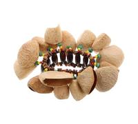 Abaodam African Nut Shell Hand Percussion Bracelet with Natural Shaker Bells, Black Nut Shell Hand Jingle Bells for Live Music and Rhythm Accompaniment