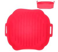Abaodam Air Fryer Silicone Mat Square Reusable Red Basket Pad Heat Resistant Baking Mat for Desserts and Food Release in Oven