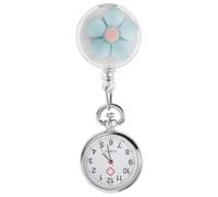 Abaodam Alloy Badge Watch Clip-On Pocket Watch for Nurses Students, Lovely Cartoon Flower Pattern, Glass and Alloy, Easy to Pick, Pocket Fob
