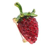 Abaodam Alloy Rhinestone Shiny Strawberry Brooch Pin for Women, Glitter Lapel Pin and Bag Charm, Fruit-themed Jewelry for Party, Suit, Sweater, Or Cardigan Accessories