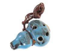 Abaodam Alto c Ocarina Ceramic Flute for Outdoor Play 6 Hole Music Instrument with Lanyard Blue Glazed Pendant Ocarina for Sound Healing