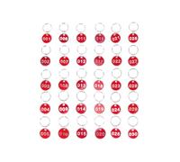 Abaodam Aluminium Key Ring Labels Set with 30 Numbered Tags in Red for Classifying Things and Naming Keys Suitable for Property Managers and Landlords Sturdy Metal Luggage Id Tags