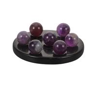 Abaodam Amethyst Crystal Ball Array with Obsidian Base -Star Feng Shui Ornament for Home Office Study Decor Genuine Crystal for Wealth and Luck Compact Artistic Living Space