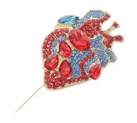 Abaodam Anatomy Heart Lapel Pin Gothic Rhinestone Brooch for Nurses Doctors Medical Students, Vintage Heart Brooch Pin with Chain for Sweater Cardigan Shawl Clips, Backpack Badge for