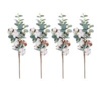 Abaodam Artificial Cotton Eucalyptus Leaf Ornaments No Soil Or Water Needed 4pcs with Lifelike Design for Garden and Resort Wedding Decor