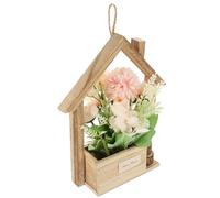Abaodam Artificial Hanging Flower Basket with Wooden Basket for Wall Decoration, Silk Cloth Material, Multi-functional Use, Rustic Style, for Home Decoration and Hanging Flower Decor
