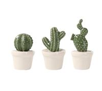 Abaodam Artificial Style Cactus Plants 3pcs in Ornament Green Pottery Material with Vivid Colour Workmanship, Easy to Carry and Safe and for Humans and Pets, for Home