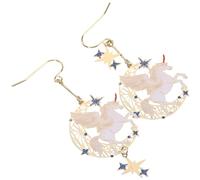 Abaodam Asymmetrical Unicorn Tassel Drop Earrings for Women Creative Ear Jewelry with Moon Design Lightweight Bright Luster Suitable for Parties and Daily Wear