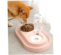 Abaodam Automatic Water Adding Dual Pet Bowl with Stainless Steel Plastic Split Design Water Feeder for Dogs and Cats Dust Partition PP Material Pink