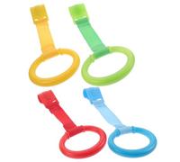 Abaodam Baby Crib Rings Toddler Walking Assist Tools Set with Nylon Braided Strap Lightweight Design Colorful Crib Hanging Rings for Nursery Cot Play and Standing Practice 4Pcs