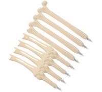 Abaodam Ballpoint Pens PP Material Bone Shaped 8pcs with Quick-dry Ink and Smooth Writing, Beige Black Pen Refill Included, for Work and Party Use