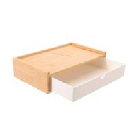 Abaodam Bamboo Desk Organizer with Multiple Compartments, Portable ABS and Bamboo Desktop Storage Drawers, Easy to Clean, Suitable for Home Office and Study Rooms