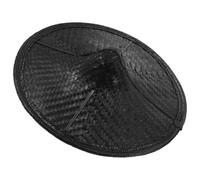 Abaodam Bamboo Samurai Hat Black Woven Conical Headwear