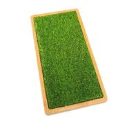 Abaodam Bamboo Wood Model Display Stand with Artificial Grass Tray, Resin Figurine Display Holder for Dolls, Handicrafts, and Miniature Ornaments, Suitable for Home Decor and Collectible